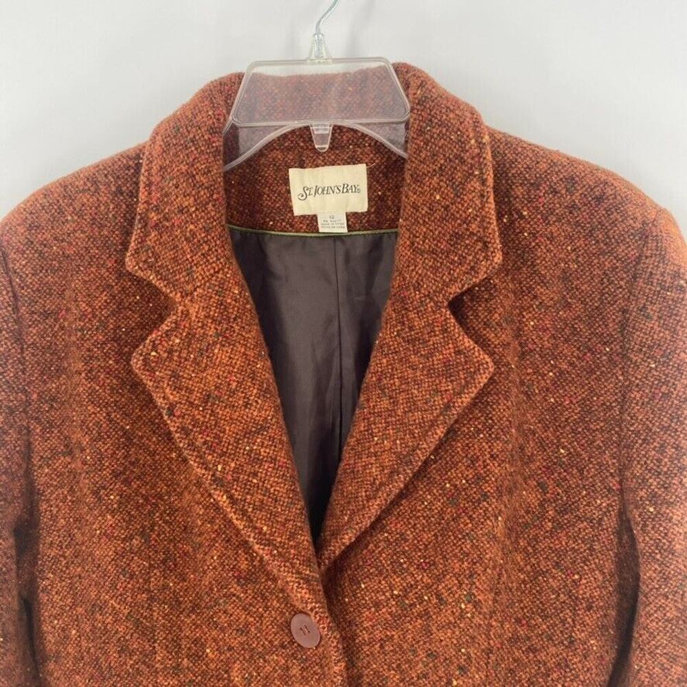 St. Johns Way Tweed Blazer Jacket Womens‎ VTG 12/Modern 6 Rust Orange Wool Blend - Picture 7 of 12
